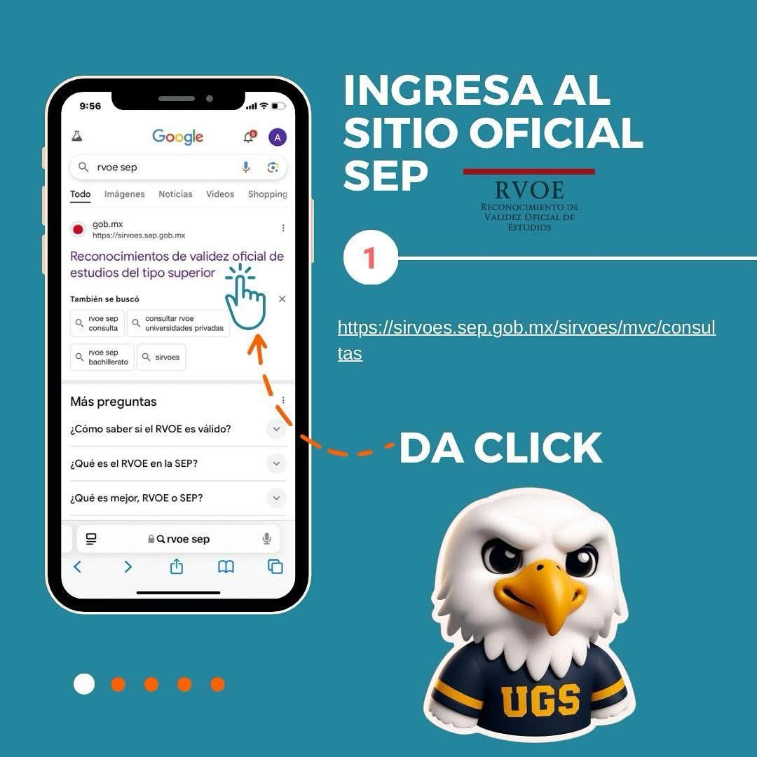 Paso 2 del tutorial para comprobar la validez de los RVOE de la UGS