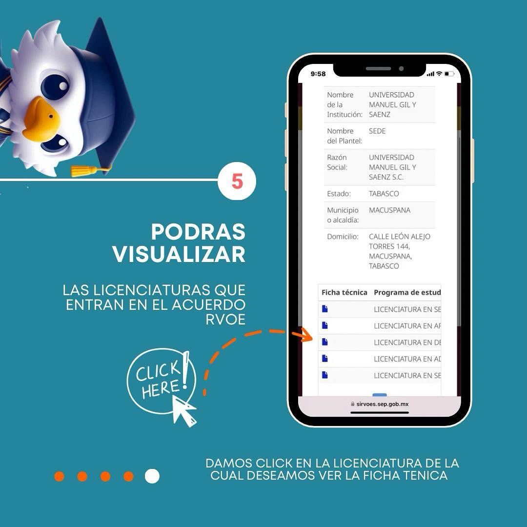 Paso 6 del tutorial para comprobar la validez de los RVOE de la UGS